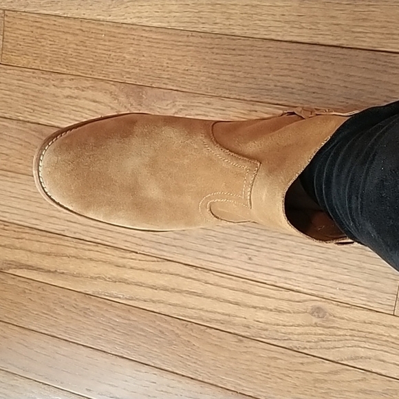 Report Rudy Leather Suede Tan Pull On Ankle Bootie 10 - Picture 9 of 12